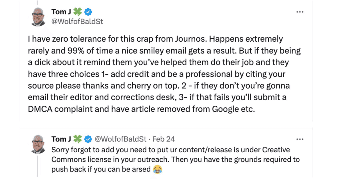 Creative Commons licence example in pitch